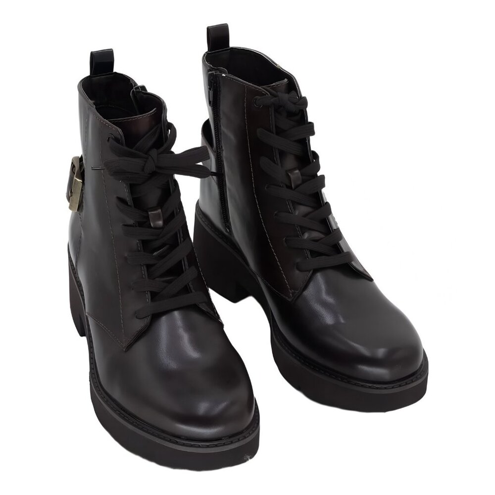 Naturalizer Cabaret Lace-Up Combat Booties Dark Brown Womens US 10 EU 41
